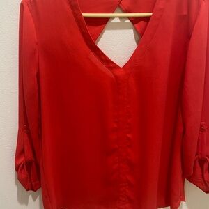 Elegant Red V-Neck Women's Top